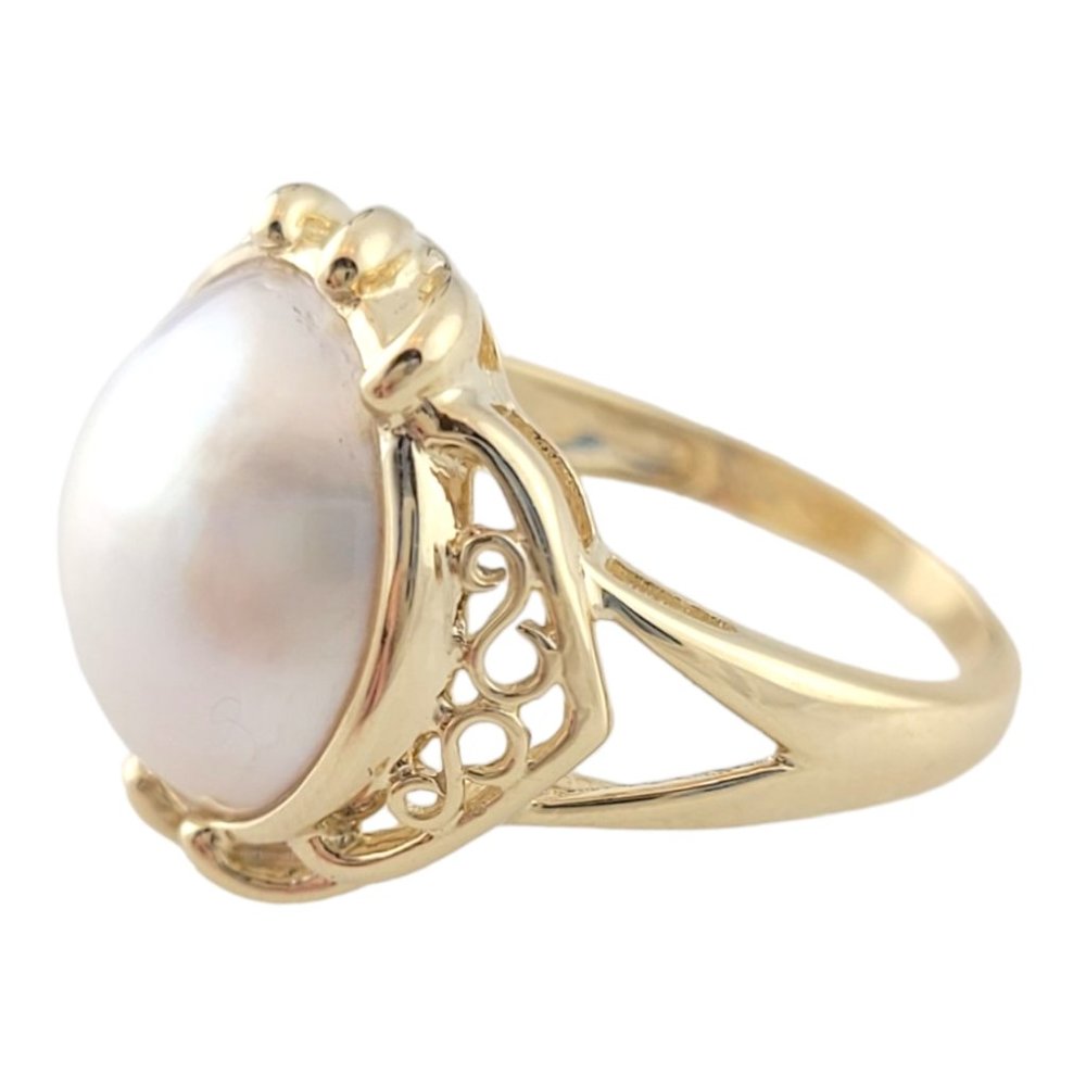 14K Yellow Gold Mabe Pearl Ring Size 6.25 #16366 - Picture 2 of 7